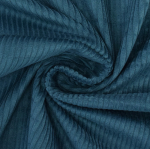bleu pétrole | Tissu velours côtelé grosses côtes Lea prélavé, bleu pétrole