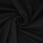 noir | Tissu velours côtelé grosses côtes Lea prélavé, noir