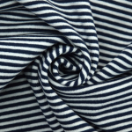marineblauw | Boordstof little stripe love, marineblauw - wit
