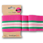 rose fuchsia, vert | Bande bord-côte bio Albstoffe Hamburger Liebe, rose 8x140cm