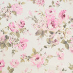 vanille | Tissu déco semi panama Big Roses, blanc vanille
