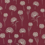 lie de vin | Tissu déco semi panama graines de pissenlit Dandelions, lie de vin