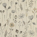 naturel | Tissu déco semi panama fleurs des champs, naturel