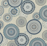 bleu | Tissu déco semi panama Mandala, bleu