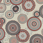 rouge | Tissu déco semi panama Mandala, rouge