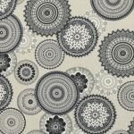 noir | Tissu déco semi panama Mandala, noir