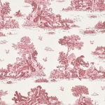 lie de vin | Tissu déco semi panama toile de jouy, lie de vin – blanc cassé