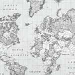 gris | Tissu déco Ottoman Map of the World, gris