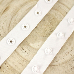 blanc | Boutons pression à coudre sur ruban, bande de boutons pression au mètre, blanc