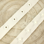 blanc cassé | Boutons pression à coudre sur ruban, bande de boutons pression au mètre, blanc écru