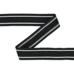 noir, blanc | Ruban légèrement extensible 30 mm, Glitter Stripes 6