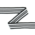 noir, argent, blanc | Ruban légèrement extensible 30 mm, Glitter Stripes 9