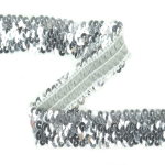 silber | Elastische Paillettenborte 30 mm silber