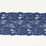 bleu | Ruban dentelle élastique Fleurs, bleu