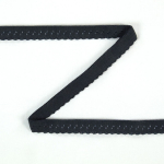 dunkelgrau | Elastisches Spitzen Einfassband mit Stickerei dunkelgrau 12 mm