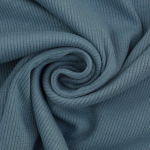 bleu denim | Tissu jersey coton côtelé milleraies, bleu denim