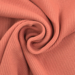 pêche | Tissu jersey coton côtelé milleraies, pêche