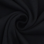 noir | Tissu jersey coton côtelé milleraies, noir