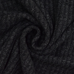 noir | Tissu maille tricot fin côtelé, noir
