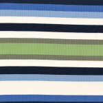bleu | Tissu maille tricot fin côtelé rayé, bleu