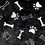 noir | Tissu polaire flanelle Pattes et os Paws and Bones, noir
