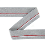 gris clair, rouge, blanc | Bande élastique look jean, gris clair - rouge