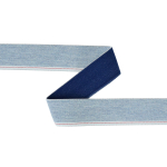 lichtblauw | Elastiek denim look stripe edge, lichtblauw - wit