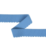 jeansblauw | Elastiek with embroidery border 38 mm, jeansblauw