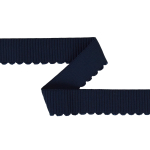 marineblauw | Elastiek with embroidery border 38 mm, marineblauw