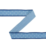 bleu clair | Ruban tissu tissé jean, 2,5cm, à pois, bande de tissu, bleu clair