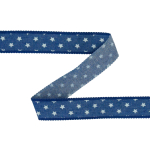 bleu | Ruban tissu tissé jean, 2,5cm, étoiles, bande de tissu, bleu