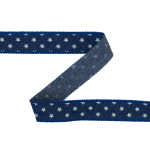bleu foncé | Ruban tissu tissé jean, 2,5cm, étoiles, bande de tissu, bleu foncé