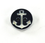 bleu marine, blanc | Bouton couture plastique Ancre 13 mm, marine