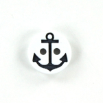blanc, bleu marine | Bouton couture plastique Ancre 13 mm, blanc-marine