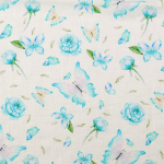 turquoise | Tissu lin coton Papillons Butterfly, turquoise