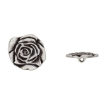 silver | Shank button metal, roses 18 mm