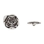 silver | Shank button metal, roses 23 mm