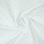 wit | Katoenen mousseline double gauze golden dots, wit