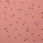 altrosé | Tissu double gaze de coton Coeurs Little hearts, vieux rose millennial