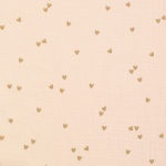 abricot | Tissu double gaze de coton Coeurs Little hearts, abricot