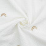 gebroken wit | Katoenen mousseline double gauze Maan en sterren, gebroken wit