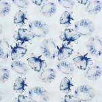bleu | Tissu double gaze de coton Feuilles Aquarell Leaves, bleu