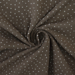 taupe | Katoenen mousseline double gauze kleine stippen, taupe