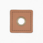 cognac | Eyelet Patch Leatherette square 35 mm, cognac