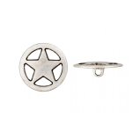 argent | Bouton couture en métal Étoile, 18 mm, couleur argent