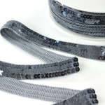 bleu argenté | Galon Paillettes 2 cm, silver blue