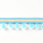 aquablau | Pomponband visgraat, aquablauw