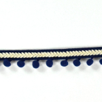 donkerblauw | Pomponband visgraat, donkerblauw