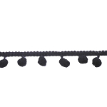 noir | Ruban à pompons demi-gros, noir 20 mm