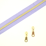lilas | Fermeture Éclair au mètre non séparable 1 mètre. lilas/or
